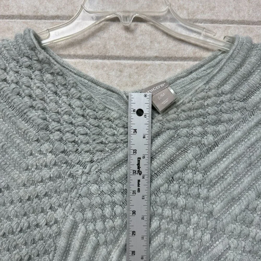 Chico’s Womens Poncho Sweater Gray Textured Knit Pullover Top S/M - Picture 5 of 6